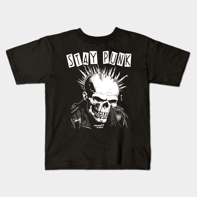 Punk Rock Skull - Stay Punk Kids T-Shirt by Tshirt Samurai